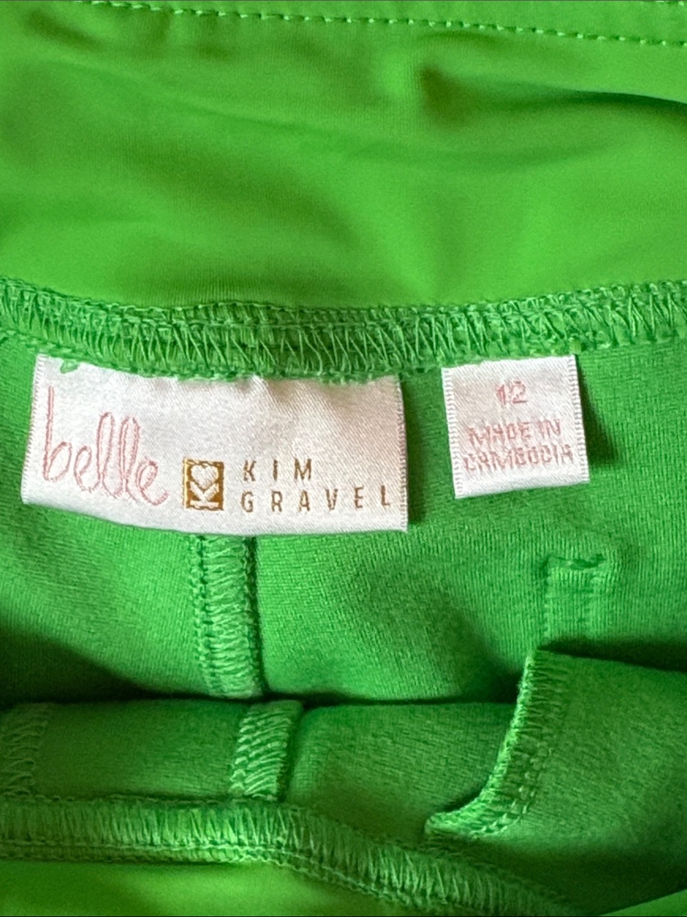 Belle by Kim Gravel Ponte Bright Green Crop Pants with Button Cuff - Picture 6 of 9